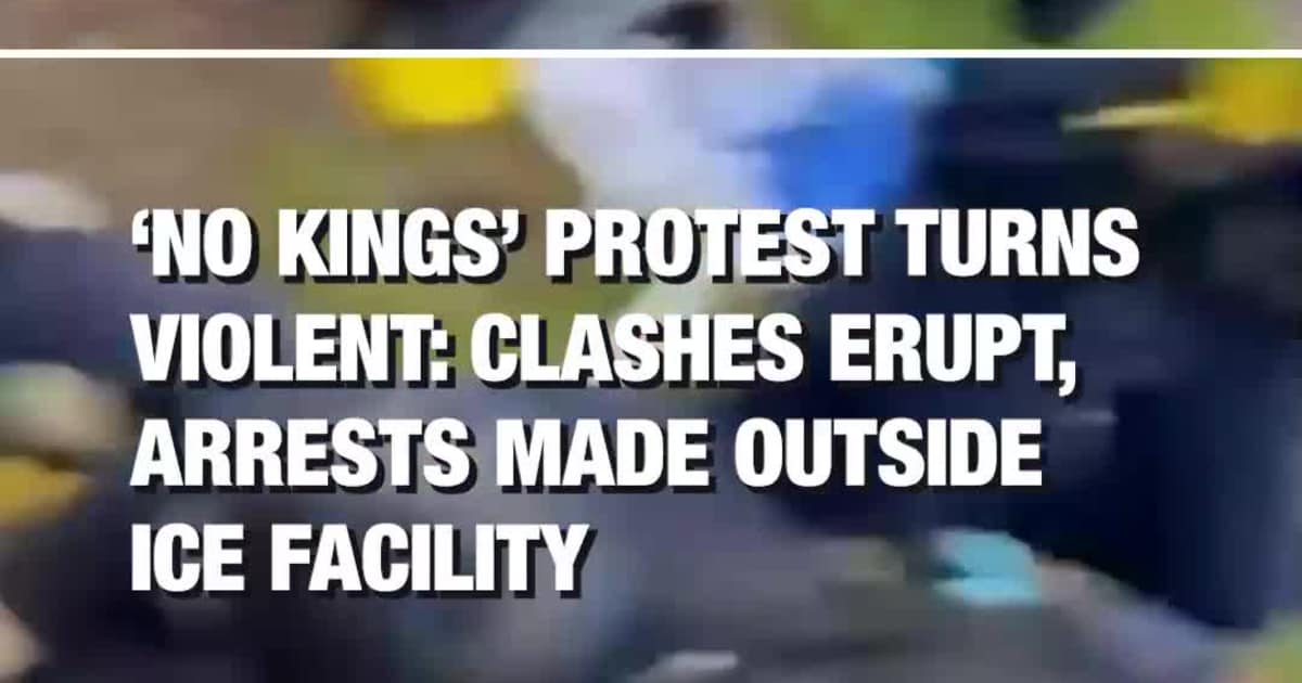 ‘No Kings’ Protest Turns Violent: Clashes Erupt, Arrests Made Outside ICE Facility