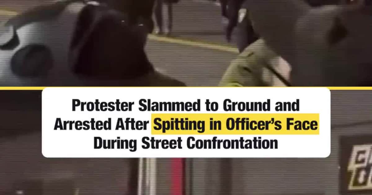 Protester Slammed to Ground and Arrested After Spitting in Officer’s Face During Street Confrontation