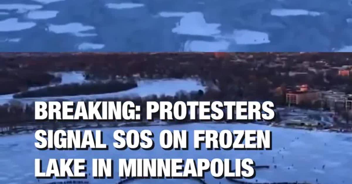 BREAKING: Protesters Signal SOS on Frozen Lake in Minneapolis