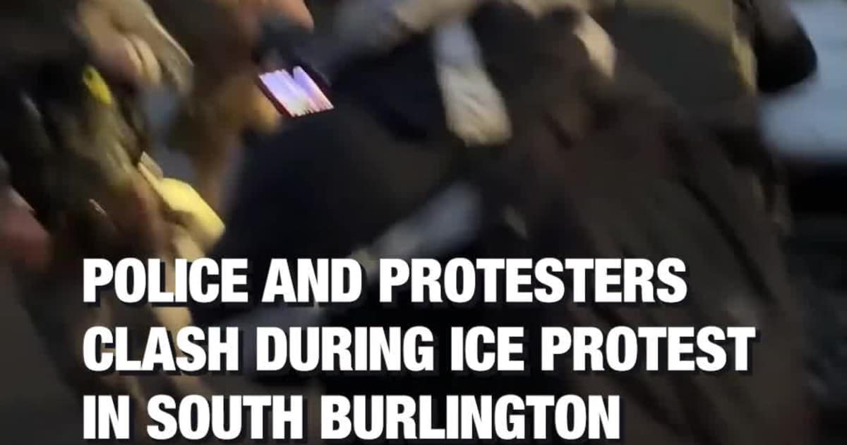 Police and Protesters Clash During ICE Protest in South Burlington