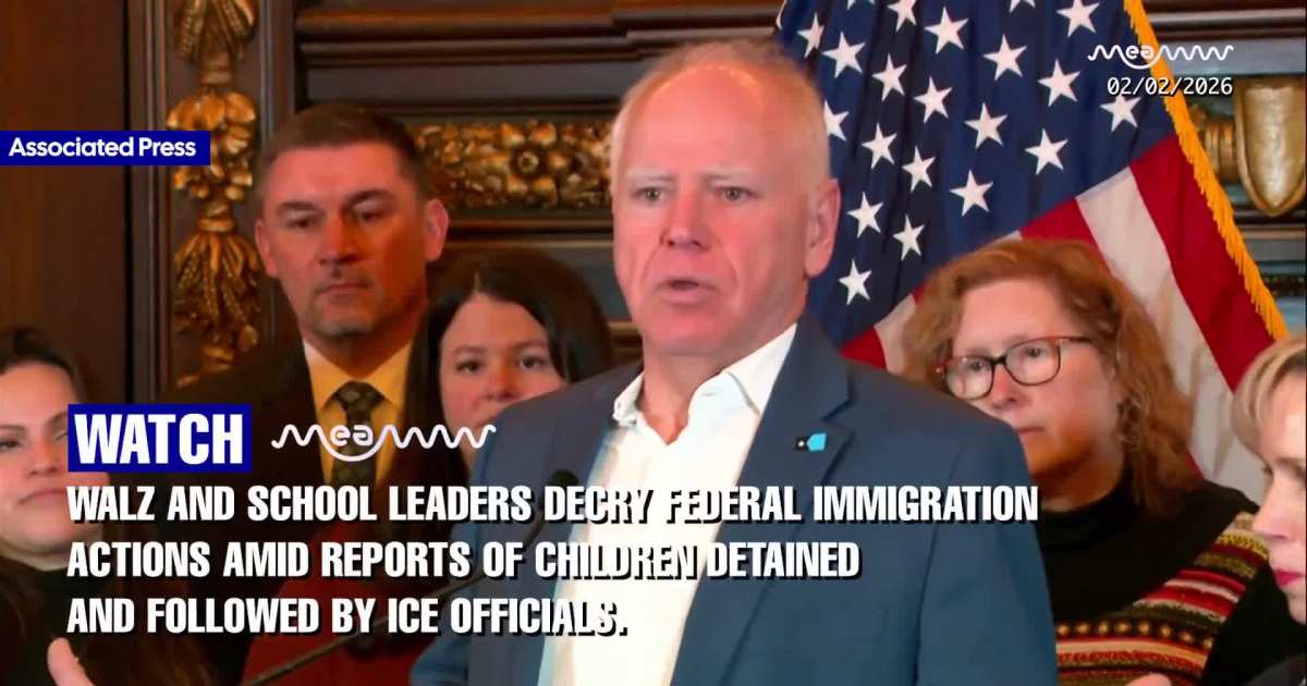 Gov. Walz and school leaders decry federal immigration actions amid reports of children detained and followed by ICE Officials.