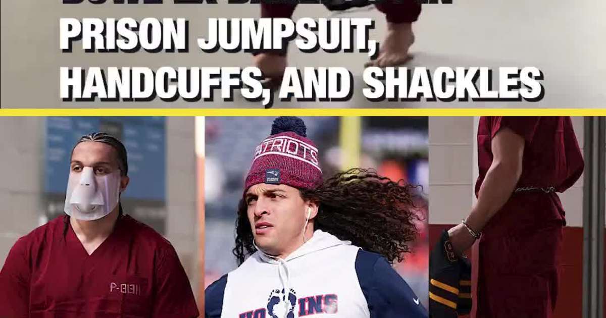 Patriots WR Mack Hollins Arrives at Super Bowl LX Barefoot in Prison Jumpsuit, Handcuffs, and Shackles