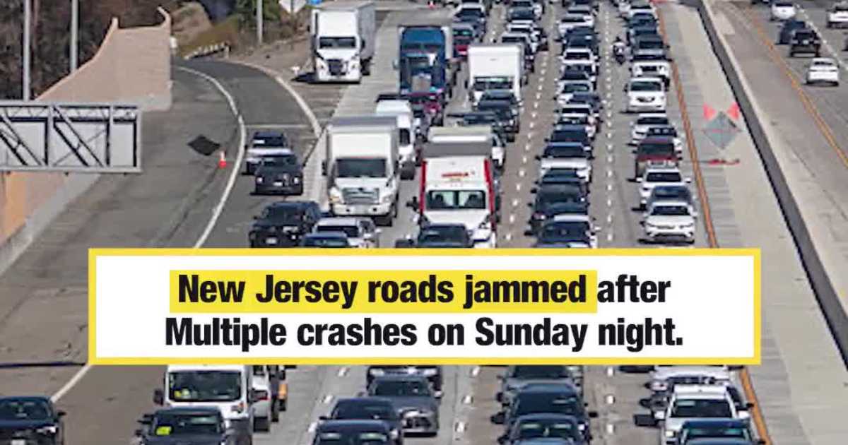 New Jersey roads jammed after Multiple crashes on Sunday night.