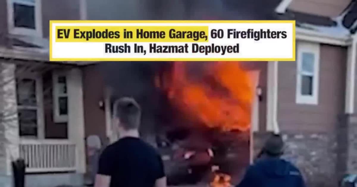 EV Explodes in Home Garage, 60 Firefighters Rush In, Hazmat Deployed
