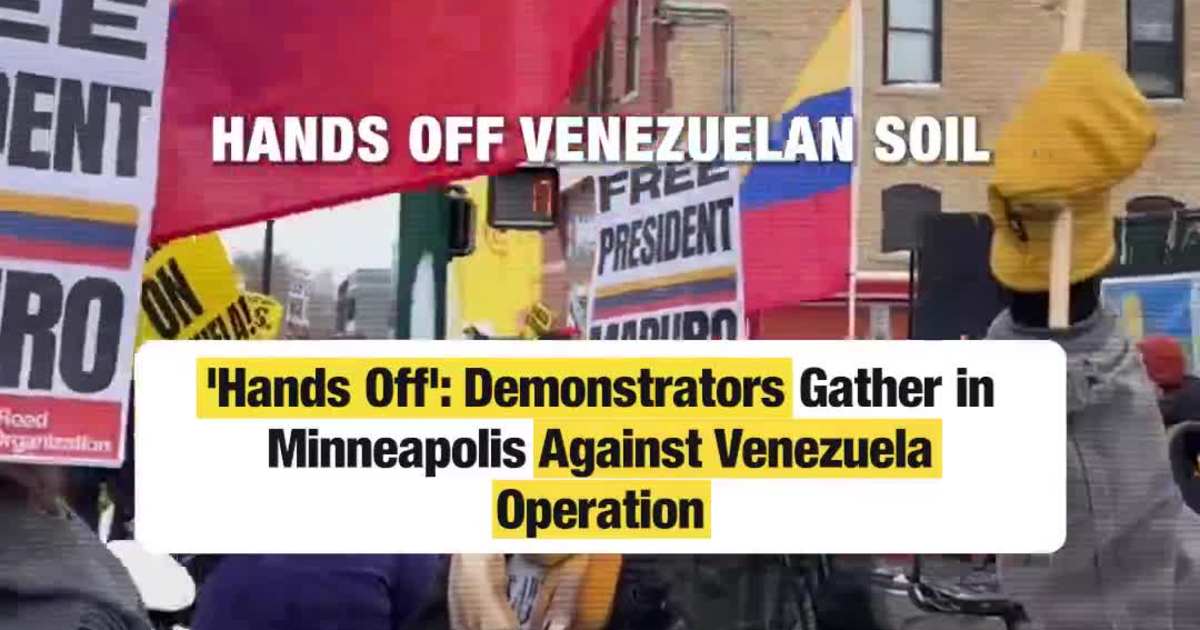 'Hands Off': Demonstrators Gather in Minneapolis Against Venezuela Operation