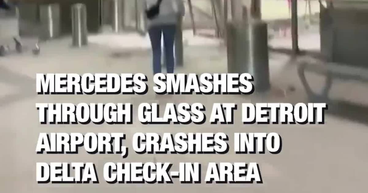 Mercedes Smashes Through Glass at Detroit Airport, Crashes Into Delta Check-In Area