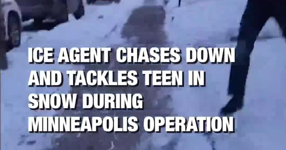 ICE Agent Chases Down and Tackles Teen in Snow During Minneapolis Operation