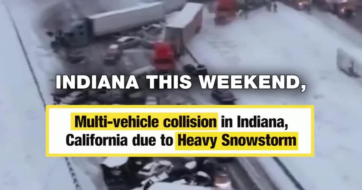 Multi-vehicle collision in Indiana, California due to Heavy Snowstorm