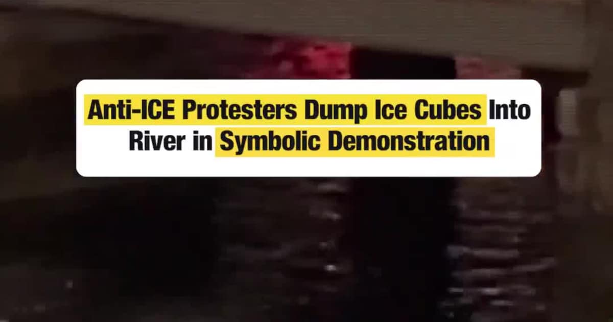 Anti-ICE Protesters Dump Ice Cubes Into River in Symbolic Demonstration