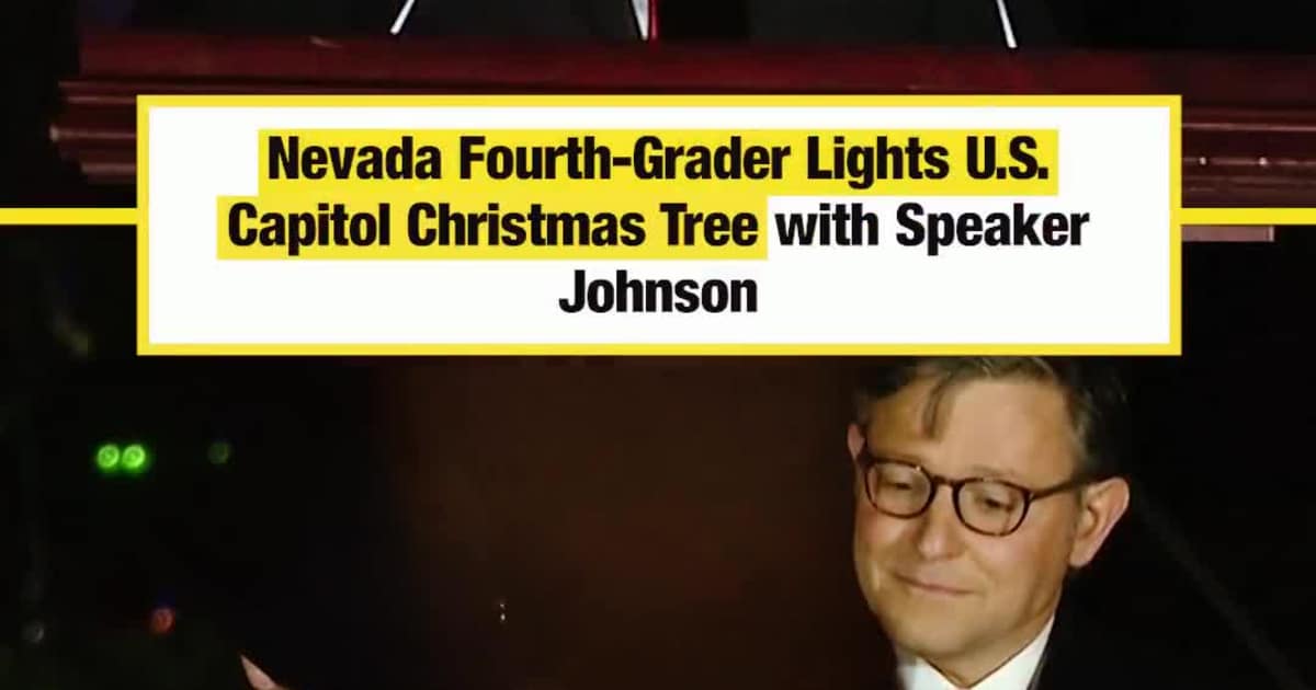 Nevada Fourth Grader Kid Lights Capitol Tree with Speaker Johnson