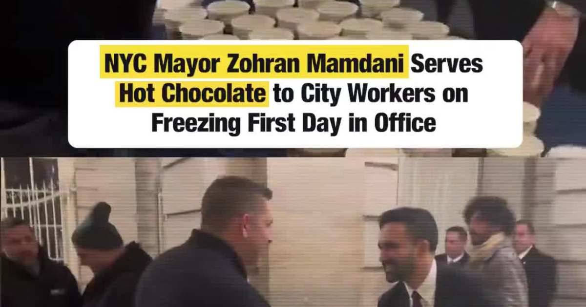NYC Mayor Zohran Mamdani Serves Hot Chocolate to City Workers on Freezing First Day in Office