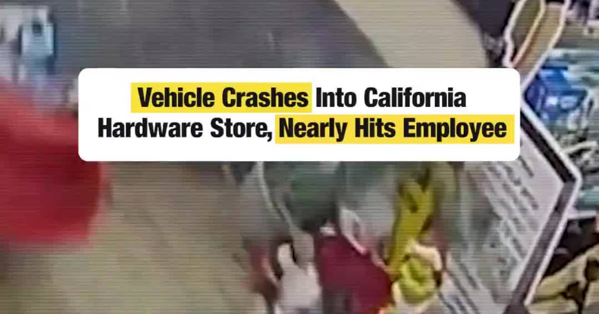 Vehicle Crashes Into California Hardware Store, Nearly Hits Employee