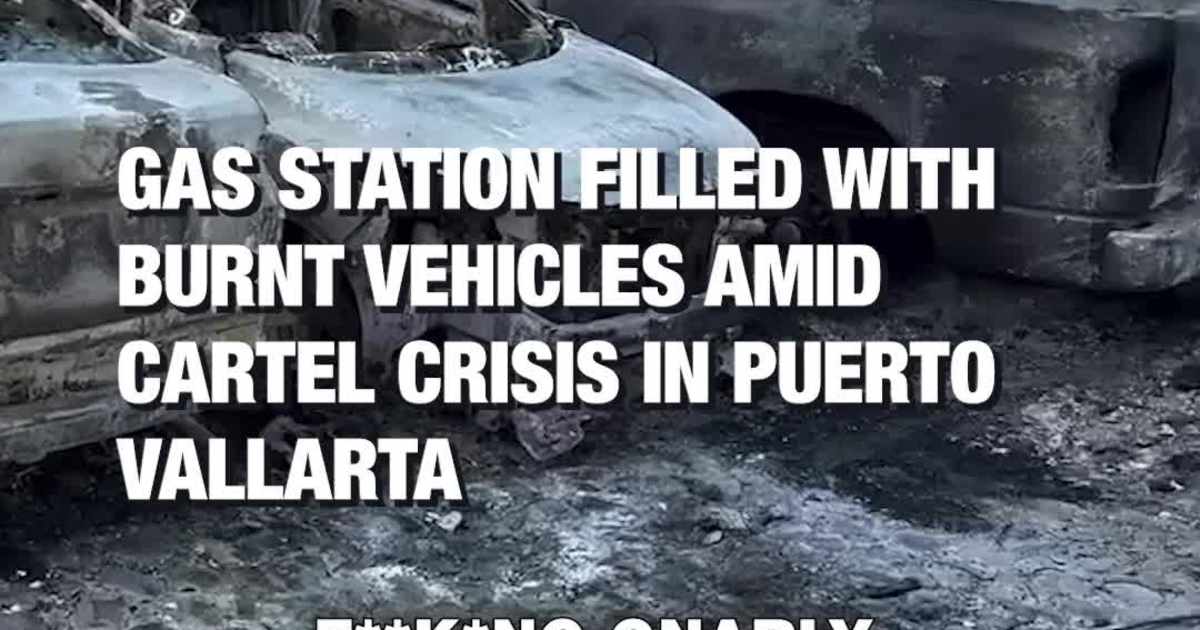Gas Station Filled With Burnt Vehicles Amid Cartel Crisis in Puerto Vallarta