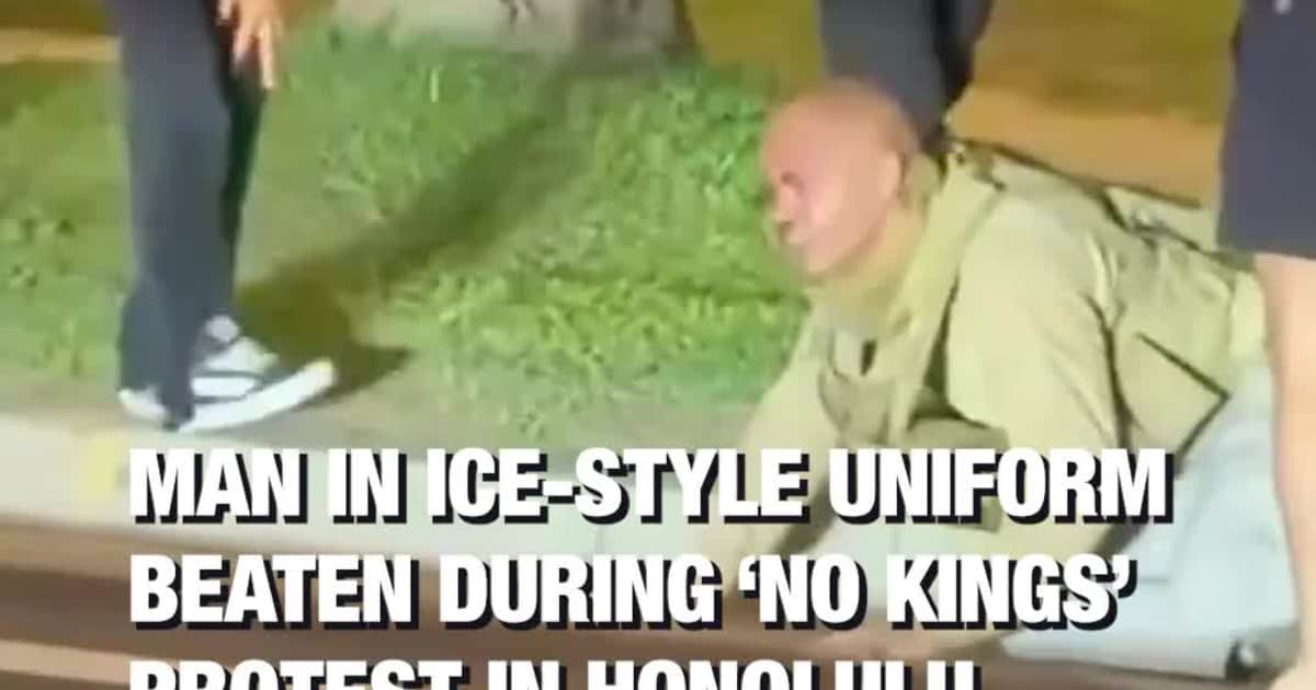Man in ICE-Style Uniform Beaten During ‘No Kings’ Protest in Honolulu
