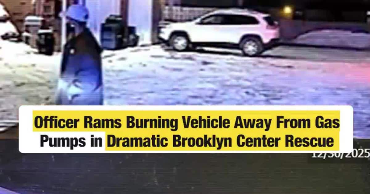 Officer Rams Burning Vehicle Away From Gas Pumps in Dramatic Brooklyn Center Rescue