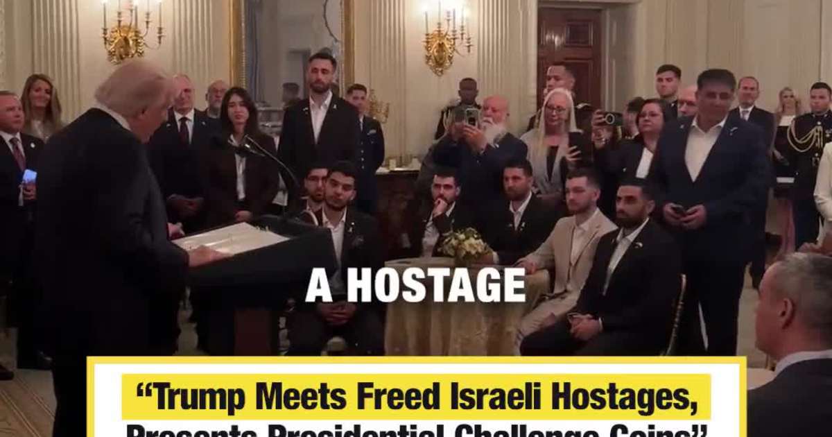 “Trump Meets Freed Israeli Hostages, Presents Presidential Challenge Coins”