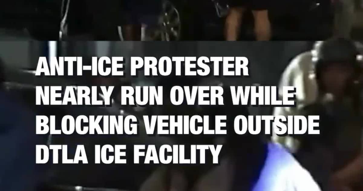 Anti-ICE Protester Nearly Run Over While Blocking Vehicle Outside DTLA ICE Facility