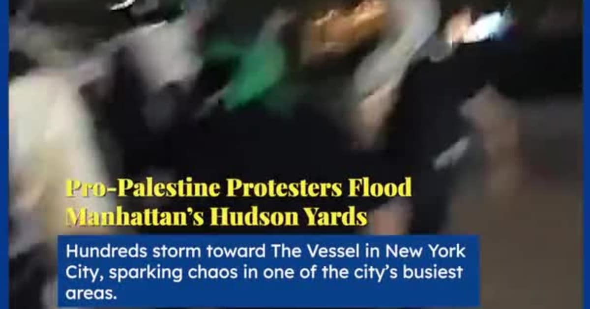 Pro-Palestine Protesters Flood Manhattan’s Hudson Yards