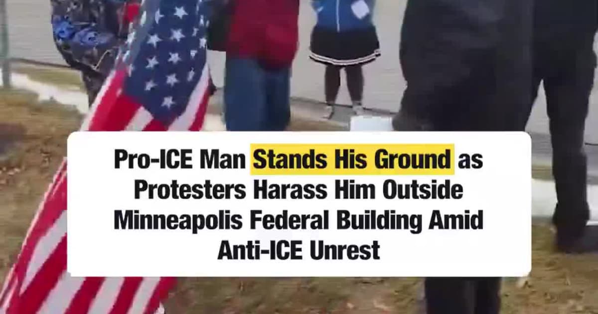 Pro-ICE Man Stands His Ground as Protesters Harass Him Outside Minneapolis Federal Building Amid Anti-ICE Unrest