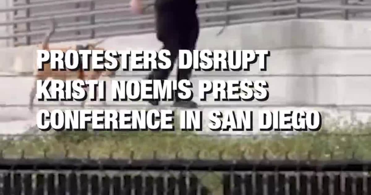 Protesters Disrupt Kristi Noem's Press Conference in San Diego
