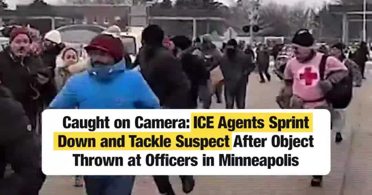 Caught on Camera: ICE Agents Sprint Down and Tackle Suspect After Object Thrown at Officers in Minneapolis
