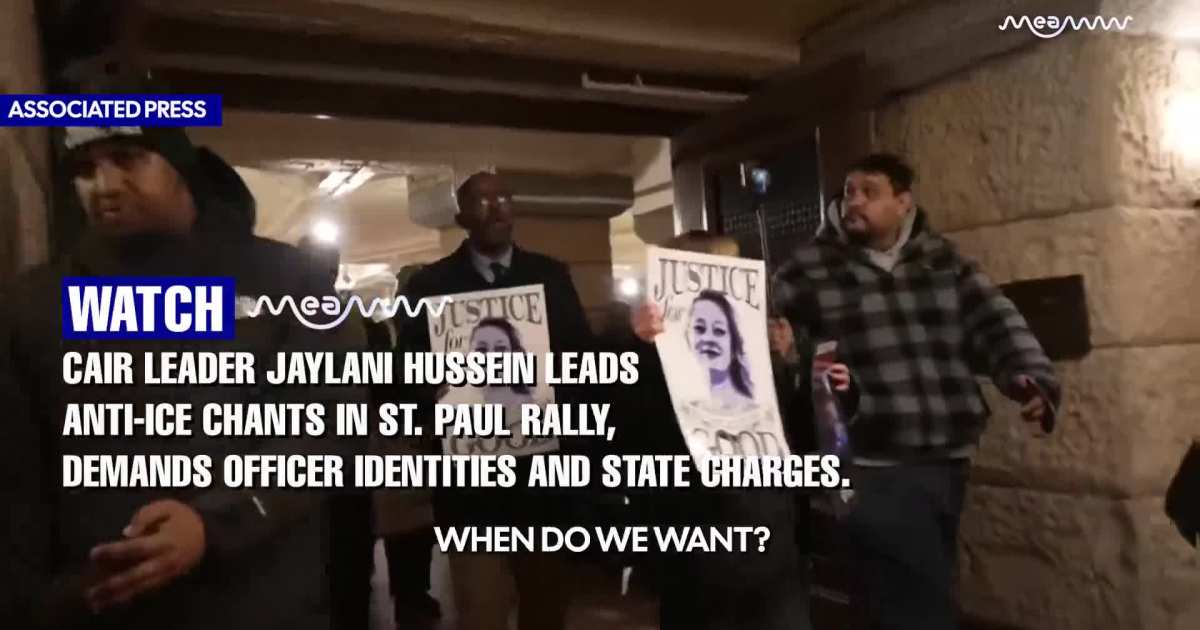CAIR Leader Jaylani Hussein Leads Anti-ICE Chants in St. Paul Rally, demands officer identities and state charges