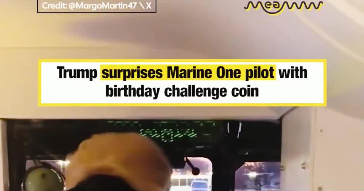 Trump surprises Marine One pilot with birthday challenge coin