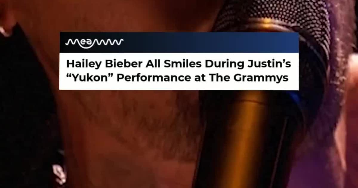 Hailey Bieber All Smiles During Justin’s “Yukon” Performance at The Grammys