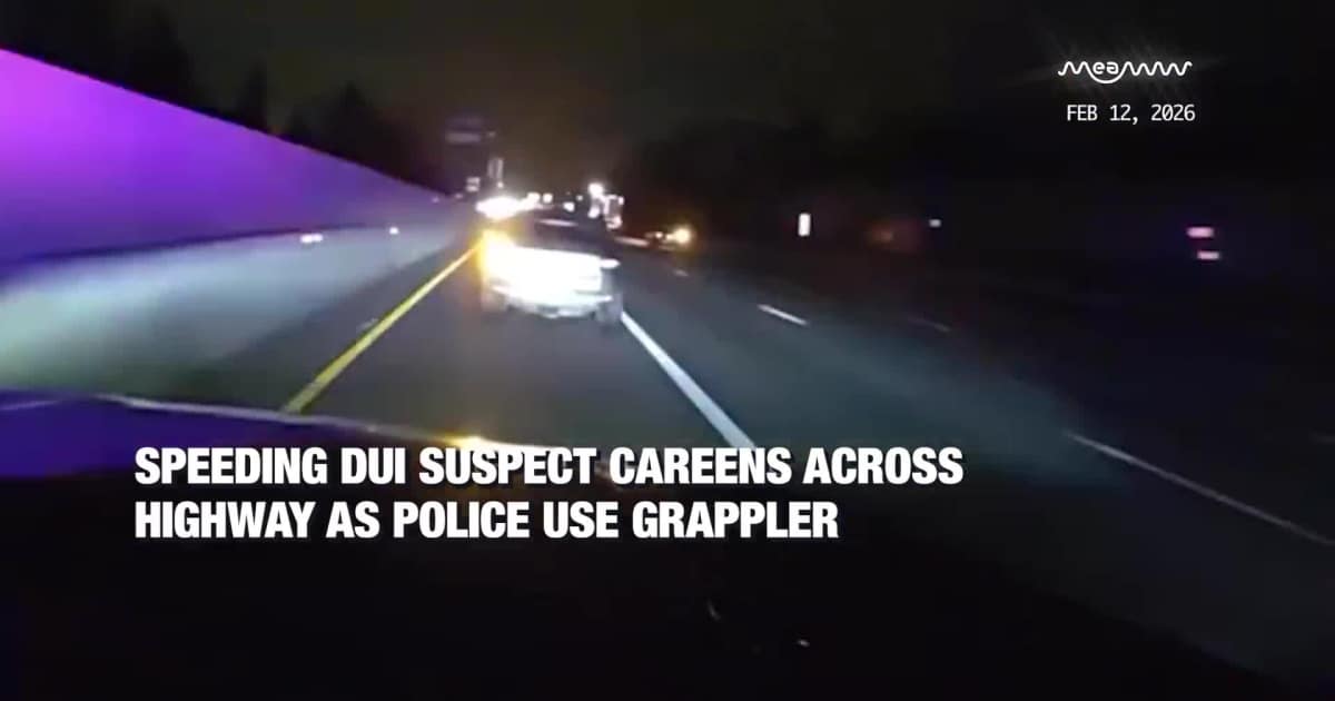Speeding DUI Suspect Careens Across Highway as Police Use Grappler